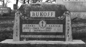 Bukoff grave stone, 
Waterloo, Iowa
